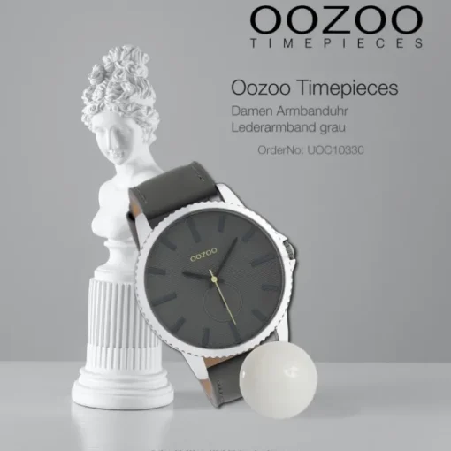 Oozoo Unisex Armbanduhr Timepieces Analog Leder grau UOC10330