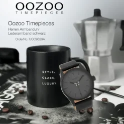 Oozoo Unisex Armbanduhr Timepieces Analog Leder schwarz UOC9629A