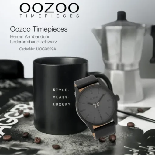 Oozoo Unisex Armbanduhr Timepieces Analog Leder schwarz UOC9629A