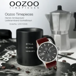 Oozoo Unisex Armbanduhr Timepieces Analog Leder dunkelbraun UOC10348