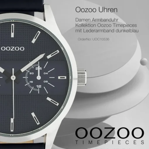 Oozoo Unisex Armbanduhr Timepieces Analog Leder dunkelblau UOC10536