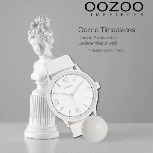 Oozoo Unisex Armbanduhr Timepieces Analog Lederband weiß UOC11500