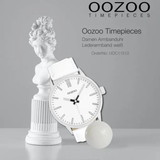 Oozoo Unisex Armbanduhr Timepieces Analog Lederband weiß UOC11512