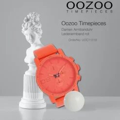 Oozoo Unisex Armbanduhr Timepieces Analog Leder rot orange UOC11219