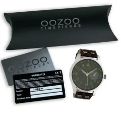 Oozoo Unisex Armbanduhr Timepieces Analog Leder dunkelbraun UOC10327
