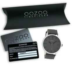 Oozoo Unisex Armbanduhr Timepieces Analog Leder grau UOC10330