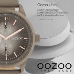 Oozoo Unisex Armbanduhr Timepieces C10907 Analog Leder braun taupe UOC10907