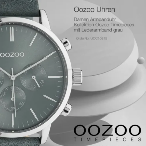 Oozoo Unisex Armbanduhr Timepieces C10915 Analog Leder grau UOC10915
