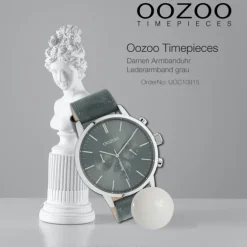 Oozoo Unisex Armbanduhr Timepieces C10915 Analog Leder grau UOC10915