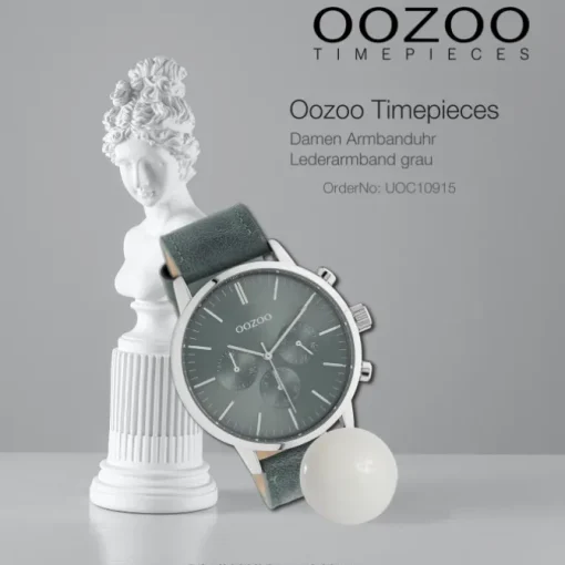 Oozoo Unisex Armbanduhr Timepieces C10915 Analog Leder grau UOC10915
