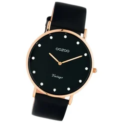Oozoo Unisex Armbanduhr Vintage Series C20249 Analog Leder schwarz UOC20249
