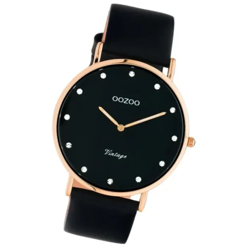 Oozoo Unisex Armbanduhr Vintage Series C20249 Analog Leder schwarz UOC20249