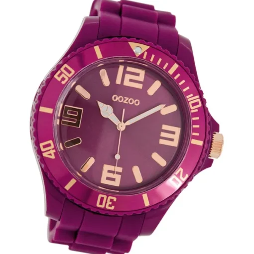 Oozoo Unisex Armbanduhr Vintage Series Analog Silikon aubergine lila UOC5025A