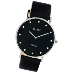 Oozoo Unisex Armbanduhr Vintage Series C20247 Analog Leder schwarz UOC20247