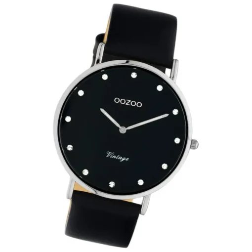 Oozoo Unisex Armbanduhr Vintage Series C20247 Analog Leder schwarz UOC20247
