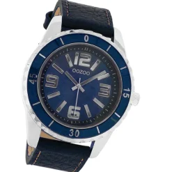 Oozoo Unisex Armbanduhr Vintage Series Analog Leder dunkelblau UOC4272A
