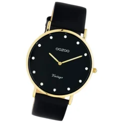 Oozoo Unisex Armbanduhr Vintage Series C20248 Analog Leder schwarz UOC20248