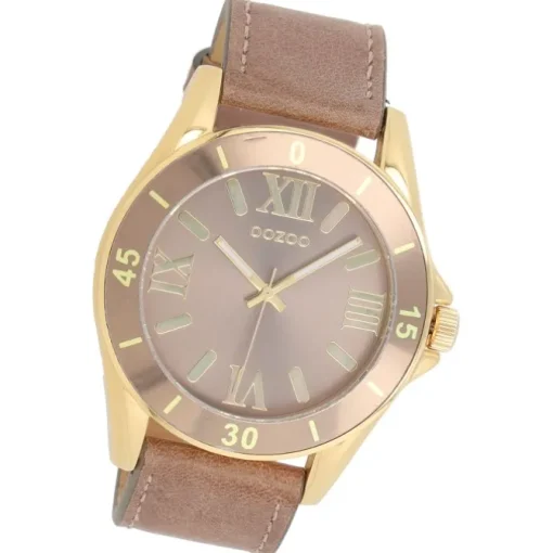 Oozoo Unisex Armbanduhr Vintage Series Analog Leder taupe hellbraun UOC5739A