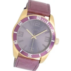 Oozoo Unisex Armbanduhr Vintage Series Analog Leder pastell lila UOC5744A