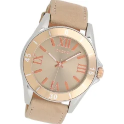 Oozoo Unisex Armbanduhr Vintage Series Analog Leder beige rosa UOC5736A