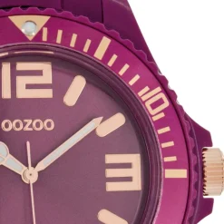 Oozoo Unisex Armbanduhr Vintage Series Analog Silikon aubergine lila UOC5025A