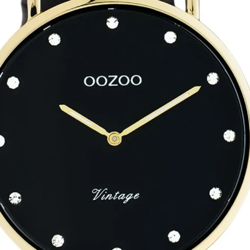 Oozoo Unisex Armbanduhr Vintage Series C20248 Analog Leder schwarz UOC20248