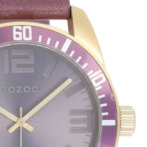 Oozoo Unisex Armbanduhr Vintage Series Analog Leder pastell lila UOC5744A