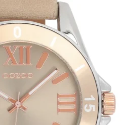 Oozoo Unisex Armbanduhr Vintage Series Analog Leder beige rosa UOC5736A