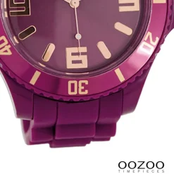 Oozoo Unisex Armbanduhr Vintage Series Analog Silikon aubergine lila UOC5025A