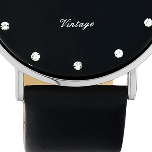 Oozoo Unisex Armbanduhr Vintage Series C20247 Analog Leder schwarz UOC20247