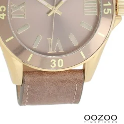 Oozoo Unisex Armbanduhr Vintage Series Analog Leder taupe hellbraun UOC5739A