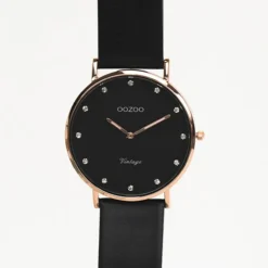 Oozoo Unisex Armbanduhr Vintage Series C20249 Analog Leder schwarz UOC20249