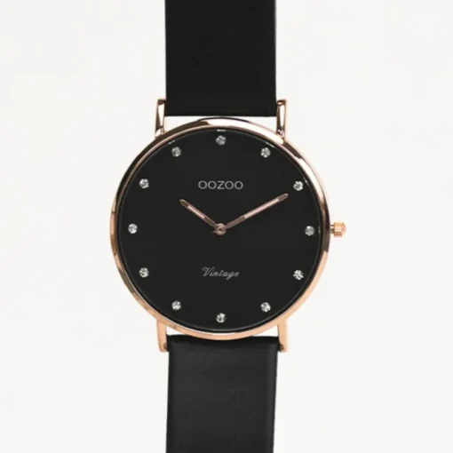 Oozoo Unisex Armbanduhr Vintage Series C20249 Analog Leder schwarz UOC20249