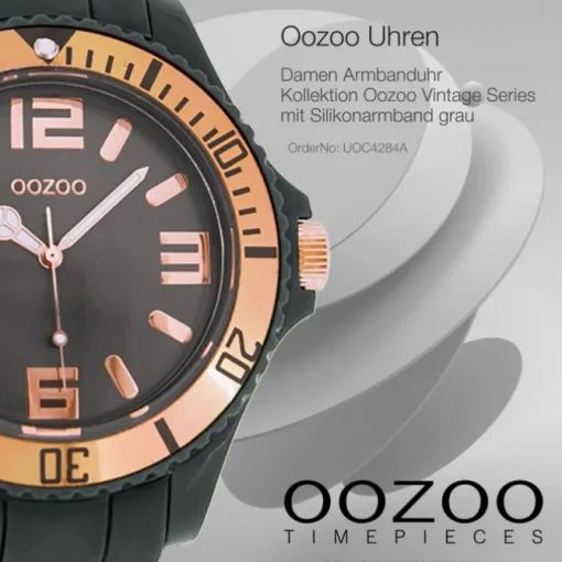 Oozoo Unisex Armbanduhr Vintage Series Analog Silikon grau UOC4284A