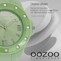 Oozoo Unisex Armbanduhr Vintage Series Analog Silikon hellgrün UOC4339A