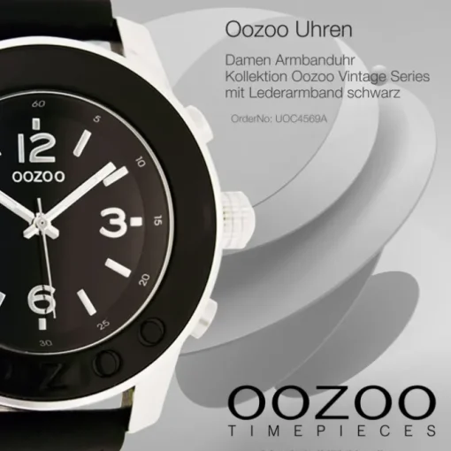 Oozoo Unisex Armbanduhr Vintage Series Analog Leder schwarz UOC4569A