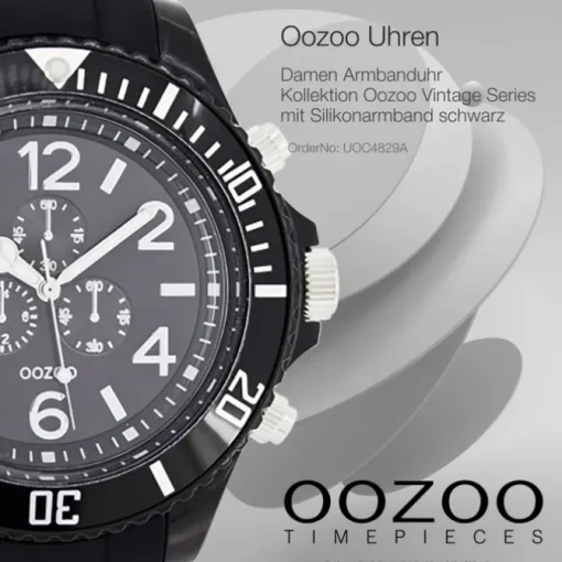 Oozoo Unisex Armbanduhr Vintage Series Analog Silikon schwarz UOC4829A