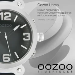 Oozoo Unisex Armbanduhr Vintage Series Analog Leder schwarz UOC4158A