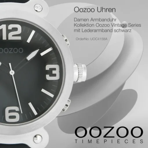 Oozoo Unisex Armbanduhr Vintage Series Analog Leder schwarz UOC4158A