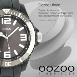 Oozoo Unisex Armbanduhr Vintage Series Analog Silikon dunkelgrau UOC4173A