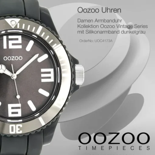 Oozoo Unisex Armbanduhr Vintage Series Analog Silikon dunkelgrau UOC4173A