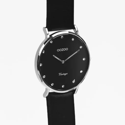 Oozoo Unisex Armbanduhr Vintage Series C20247 Analog Leder schwarz UOC20247
