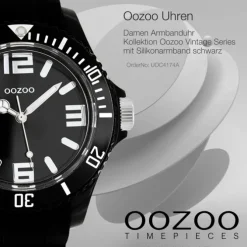 Oozoo Unisex Armbanduhr Vintage Series Analog Silikon schwarz UOC4174A