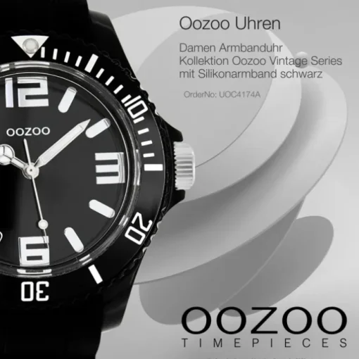 Oozoo Unisex Armbanduhr Vintage Series Analog Silikon schwarz UOC4174A