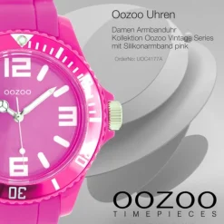 Oozoo Unisex Armbanduhr Vintage Series Analog Silikon pink UOC4177A