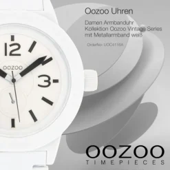 Oozoo Unisex Armbanduhr Vintage Series Analog Metall weiß UOC4116A