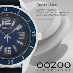 Oozoo Unisex Armbanduhr Vintage Series Analog Leder dunkelblau UOC4272A