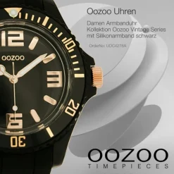 Oozoo Unisex Armbanduhr Vintage Series Analog Silikon schwarz UOC4278A