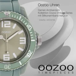 Oozoo Unisex Armbanduhr Vintage Series Analog Silikon hellgrün UOC4279A