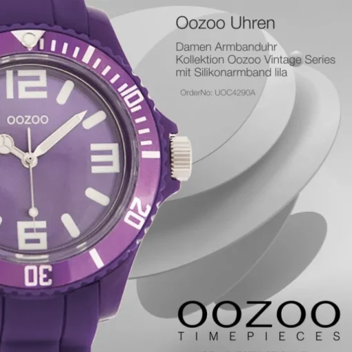 Oozoo Unisex Armbanduhr Vintage Series Analog Silikon lila UOC4290A